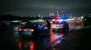 Nighttime traffic stop on a Texas highway representing a first-time DWI arrest